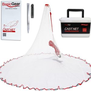 Cast Net | 3ft-12ft Radius, 3/8 or 1/4 inch Mesh for Freshwater and Saltwater Bait Fish| Professional Grade and Upgraded Material | Throw Style