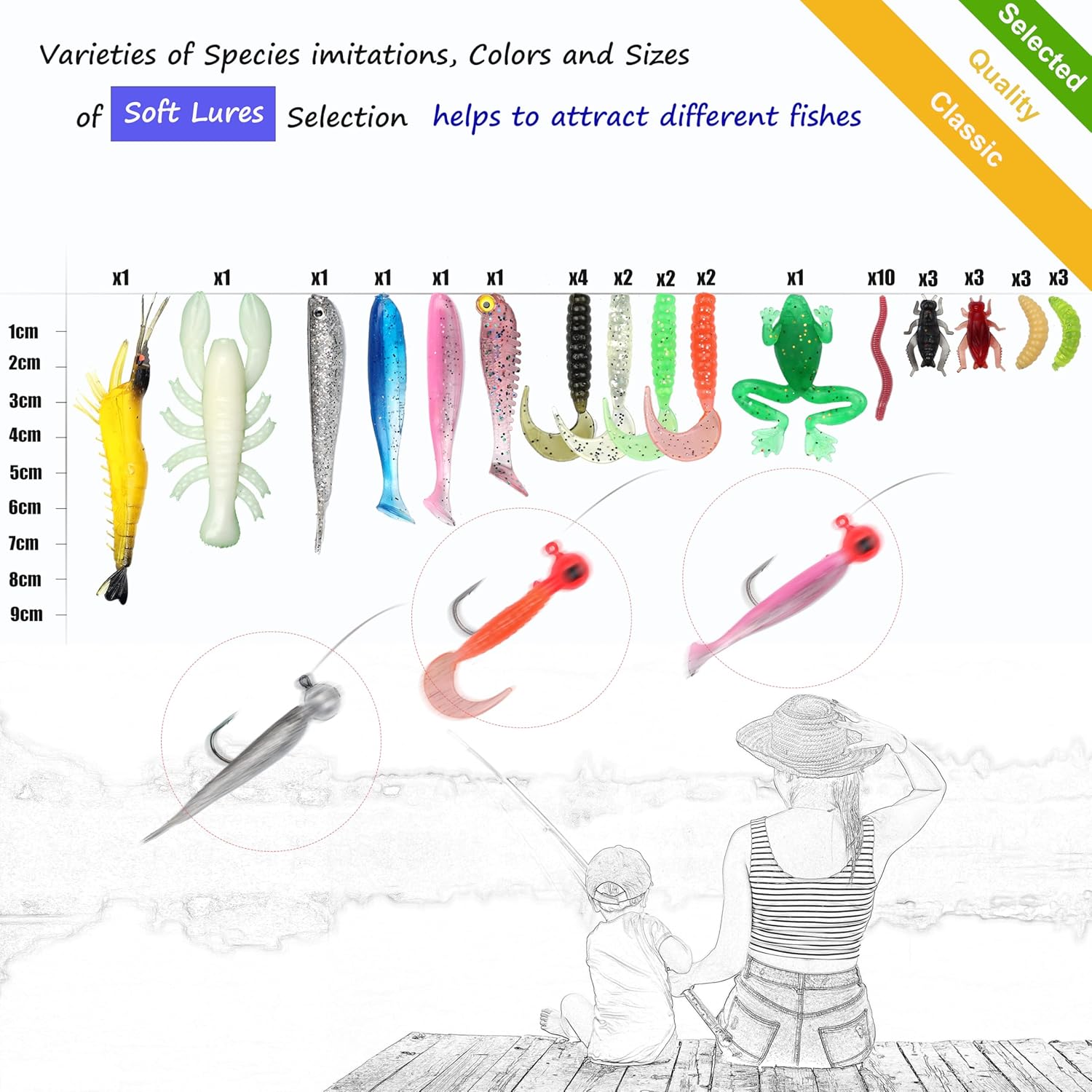 Fishing Lures Set Fish Lure kit for Bass Trout Salmon Freshwater Fish Tackle kit Including Plastic Shrimp Worm Bait Spoon Grasshopper Crankbait Jigs Hooks Fishing Gear and Equipment - Image 5