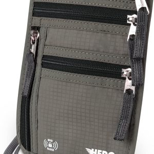 HERO Neck Wallet – RFID Blocking Passport Holder – Easy to Conceal Travel Pouch